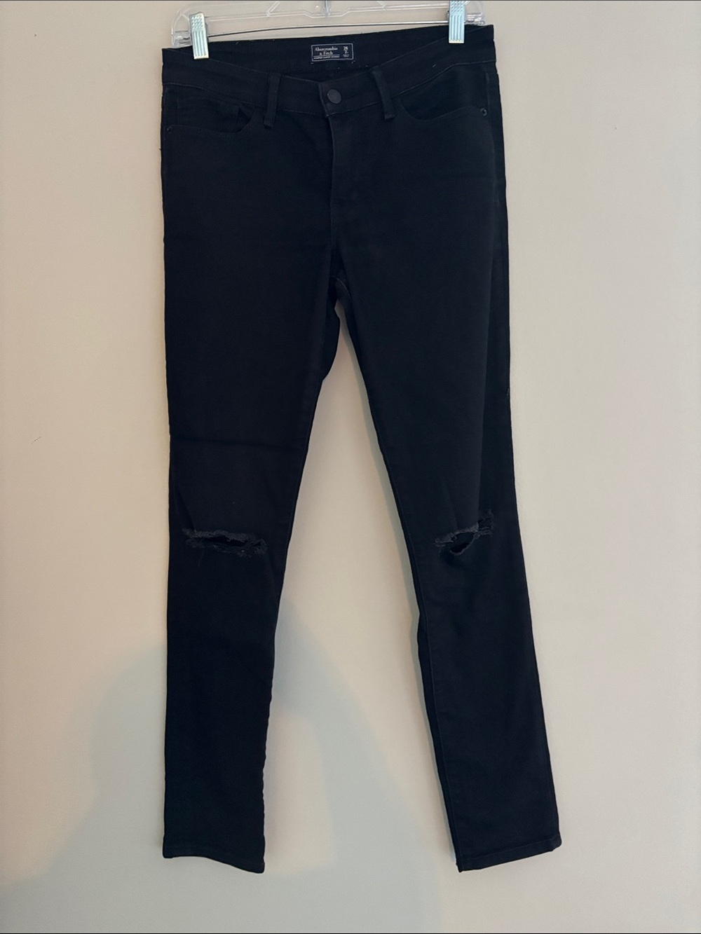 Abercrombie & Fitch Harper Super Skinny Black Jeans with Knee Rips
